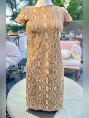 Ralph Lauren Beige Snake-Print Midi Dress
